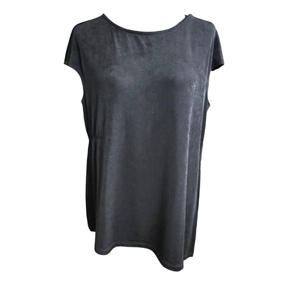 Chico's Shirt Size 2 P NWT Travelers Black Acetate Top Rushing PT Short Sleeve - Picture 15 of 16